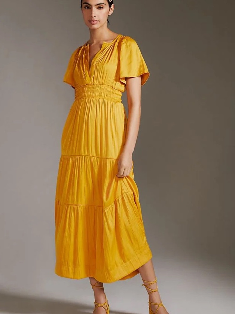 Anthropologie The Somerset Satin Maxi Dress Mango Large